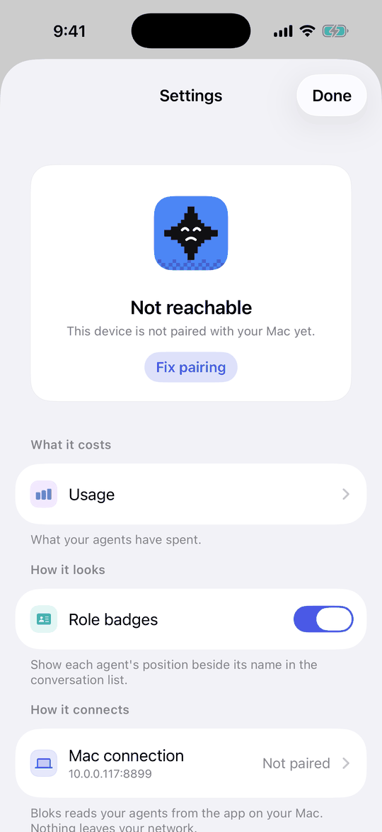 The iPhone Settings screen with Mac connection at the bottom